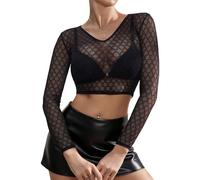 1 Pièce Camiseta Transparente Mujer Camiseta Rejilla Mujer Blusas Transparentes Taille M Douce Pour Peau Respirante Effet Transparent Sensuelle Et Élégante À La Fois Idéale Pour Les Soirées Banquets