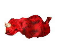 1 Piece Dyed Belly Silk Fan Veils, Dance Performance for Women,Long Folding Fans(FS108-1 Piece,M-150x90cm Real Silk)