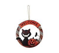 1 Piece Halloween Wooden Hollowed Out Painted Pumpkin Hanging Decor Decoration for Gifts Cute Black Cat and Pumpkin Hanging on the Door, Holiday Gift,