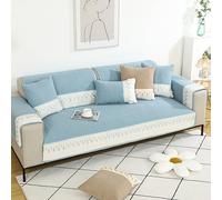 1-Piece Patchwork Couch Cover with Lace Soft Cotton Sofa Cover Non Slip Sofa Slipcovers Cozy Washable Sectional Sofa Cover Furniture Protector for Dogs Pets Kids,Blue,70 * 120cm/27.6 * 47in(Blue,90*24