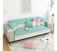 1-Piece Patchwork Couch Cover with Lace Soft Cotton Sofa Cover Non Slip Sofa Slipcovers Cozy Washable Sectional Sofa Cover Furniture Protector for Dogs Pets Kids,Blue,70 * 120cm/27.6 * 47in(Green,Pill