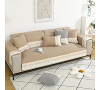 1-Piece Patchwork Couch Cover with Lace Soft Cotton Sofa Cover Non Slip Sofa Slipcovers Cozy Washable Sectional Sofa Cover Furniture Protector for Dogs Pets Kids,Blue,70 * 120cm/27.6 * 47in(Khaki,Pill