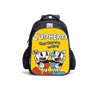 (1 pieza 003) Mochila de 16 pulgadas con diseño de juego Cuphead Mugman para niños, mochilas escolares