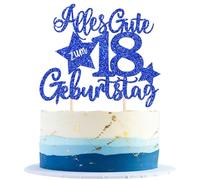 1 pieza 18th cumpleaños Cake Topper Alles Gute zum 18 Geburtstag Tortendeko Happy 18th auf 18 Jahre Kuchen Deko für Jubiläparty Kuchen Dekoration Blau