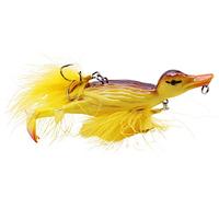 1 Pieza 3D Pato señuelo de Pesca de Superficie, Patito Amarillo, Cebo Artificial Flotante, pies Que salpican y salpican, Aparejos de Pesca Duros, Geer 12cm 28g