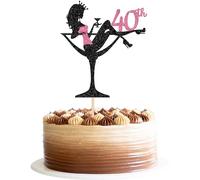 1 pieza 40th niña sentada decoración para tarta de cumpleaños, decoración de tarta de tacón alto, decoración para dama spa, despedida de soltera, decoración para fiestas, color rosa