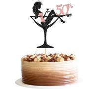 1 pieza 50th niña sentada decoración para tarta de cumpleaños, decoración de tarta de tacón alto, decoración para dama spa, despedida de soltera, decoración de fiesta, color oro rosa