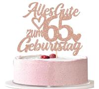 1 pieza 65th cumpleaños decoración para tartas con purpurina Feliz cumpleaños 65 cumpleaños decoración Happy Birthday Cake Topper para 65º aniversario fiesta pastel decoración de tartas de oro rosa