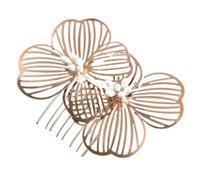1 pieza 7 x 6 cm novia boda peineta elegante novia peine flor horquillas tocado retro nupcial joyería pelo peines con perlas metal accesorios para el pelo para mujeres y damas de honor, oro rosa