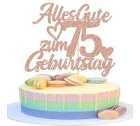 1 pieza 75th cumpleaños decoración para tartas con purpurina Feliz 75 cumpleaños decoración Happy Birthday Cake Topper para 75 aniversario fiesta pastel decoración de tartas de oro rosa