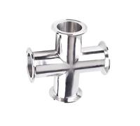 1 Pieza Accesorio Sanitario Cruz 4 Vías SS304 Acero Inox, Tubo OD 3/4"-4", Ferrule OD 50.5-119mm, para Homebrew, Alimentación & Farmacia(63mm x ferrule 77.5)