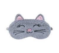 1 Pieza Antifaz de Felpa con 3D Animales Lindos, Diseño de Gato Gris, Banda Elástica Suave, Máscara para Dormir para Adultos y Niños, Ideal para Viajes, Siestas y Noches de Sueño