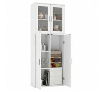 1 Pieza Armario de Cocina, Armario Escobero Exterior para Escobas Aparador Alto Estante con Puertas y Estante Ajustable Armarios para Baño/Cocina/Sala de Estar/Comedor/Pasillo/Blanco/65×30×165CM