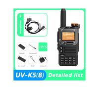 (1 pieza - Auriculares) UV K5 (8) Walkie Talkie portátil AM FM Radio bidireccional Estación conmutadora