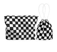 1 Pieza Bolsa De Almacenamiento para Cuadros De Maquillaje Y 1 Par De Bolsillos, Abertura Y Cierre De La Pana De Cremallera, Compacto, Portátil De Accesorios para Mujeres Y Niñas (Negro).