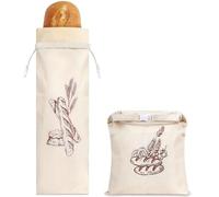 1 Pieza Bolsa Pan 70 * 20cm+1 Pieza Bolsa de Pan Reutilizable 44 * 32,5cm con Forro de Cera de Abeja para Almacenamiento Pan Tostado Molde Integral Verduras Panecillos Frutas Compras a Granel Apto
