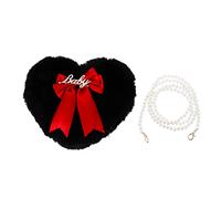 1 Pieza Bolso de felpa en forma de corazón pelo bolso de corazón para mujer bolso en forma de corazon con bolsa de felpa bandolera creativa bolso diagonal mujer lazo de cinta Negro