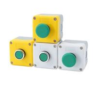 1 pieza Botón de reinicio automático de un orificio Interruptor de arranque y parada Cabeza de hongo verde plana circular Caja de control de ventilador 22 mm(1 hole white Flat)