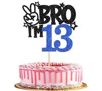 1 pieza BRO I'm 13 Decoración para tartas con brillo BRO I'm 13 Cake Topper Es mi 13 cumpleaños Decoración para pastel de brindis por 13 años Niños decoración para pastel de fiesta de 13 cumpleaños