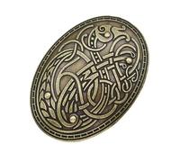 1 pieza Broche de paz étnico con runas talladas de lobo vikingo, insignia tótem, accesorios populares personalizados, ramillete de cosplay de color, joyería para mujer