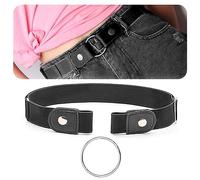 1 Pieza cinturones mujer, cinturones de mujer para vestidos, cinturones anchos, hebilla plana, hebilla redonda cinturon moda, para hombres y mujeres, adecuado para vaqueros, vestidos y trajes(Negro)