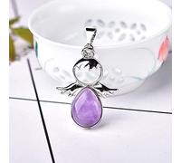 1 pieza colgante de Ángel de amatista de cristal Natural, joyería Mineral, joyería Mineral de cuarzo, decoración de pareja, regalo de San Valentín de vacaciones, amatista