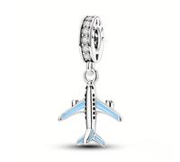 1 pieza Colgante de avión chapado en plata 925, dije para pulsera original de hueso de serpiente tipo caña de pescar para bricolaje, uso diario para mujer, regalos de , joyería