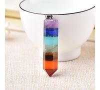 1 pieza colgante de cristal Natural siete Chakras collar colorido péndulo Hexagonal joyería Mineral piedra recuerdo Diy regalo-cilindros