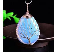 1 pieza colgante de cuarzo rosa de amatista de cristal Natural colgante de árbol de la vida joyería Mineral para hombres mujeres joyería DIY regalo-ópalo