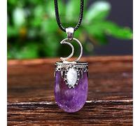 1 pieza colgante de media luna de cristal Natural hecho a mano cristales crudos piedras preciosas decoración joyería de meditación colgante regalo-amatista