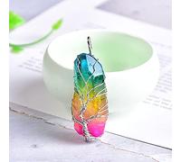 1 pieza colgante de piedra de cristal natural árbol de la vida electrochapa Mineral joyería cristales crudos para hombres mujeres joyería colorida-plateada