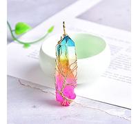 1 pieza colgante de piedra de cristal natural árbol de la vida electrochapa Mineral joyería cristales crudos para hombres mujeres joyería colorida-dorada