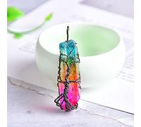 1 pieza colgante de piedra de cristal natural árbol de la vida electrochapa Mineral joyería cristales crudos para hombres mujeres joyería colorida-cupreous