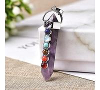 1 pieza colgante de siete Chakras colgante de piedra de cuarzo rosa amatista para hombres y mujeres joyería amuleto colorido regalos-amatista