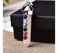 1 pieza colgante de siete Chakras colgante de piedra de cuarzo rosa amatista para hombres y mujeres joyería amuleto colorido regalos-cuarzo rosa