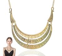 1 Pieza Collar Noble Nilo, cadena de oro, bisutería, carnaval, fiesta temática, colgante de cadena de oro, collar de mujer, collar de aleación vintage, collar de tótem con patrón de metal