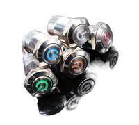 1 pieza computadora del coche 12 mm enganche ojo de ángel aluminio metal LED alimentación normalmente abierto interruptor botón autoblocante(Yellow,6V)