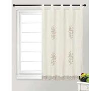 1 Pieza Cortina Cocina 100x150cm, Flores Flores Bordado Calado, Visillo Combinado Crochet, Cortina Tela Elegante para Ventana(100x150cm, Calado Beige)