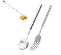1 Pieza Cuchara Y 1 Pieza Tenedor, Cubiertos De Acero Inoxidable, Cubiertos Portátiles, Cubiertos Retráctiles, Cubiertos Creativos