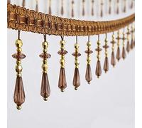 1 Pieza de 12 Yardas de Flecos con Cuentas de Cristal - Elegante Encaje de borlas de poliéster for Cortinas, manteles y Fundas de Piano(Dark Brown)