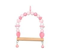 1 pieza de 18 x 14 cm juguete para pájaros, cuentas de madera de corazón colorido, hamaca, juguete para loro, escalera de madera con campanas, jaulas de pájaros, accesorios para cacatúas, columpio