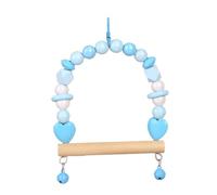 1 pieza de 18 x 14 cm juguete para pájaros, cuentas de madera de corazón colorido, hamaca, juguete para loro, escalera de madera con campanas, jaulas de pájaros, accesorios para cacatúas, columpio