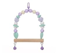 1 pieza de 18 x 14 cm juguete para pájaros, cuentas de madera de corazón colorido, hamaca, juguete para loro, escalera de madera con campanas, jaulas de pájaros, accesorios para cacatúas, columpio