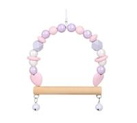 1 pieza de 18 x 14 cm juguete para pájaros, cuentas de madera de corazón colorido, hamaca, juguete para loro, escalera de madera con campanas, jaulas de pájaros, accesorios para cacatúas, columpio