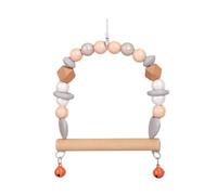 1 pieza de 18 x 14 cm juguete para pájaros, cuentas de madera de corazón colorido, hamaca, juguete para loro, escalera de madera con campanas, jaulas de pájaros, accesorios para cacatúas, columpio