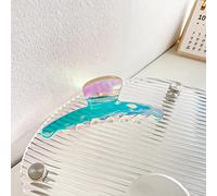 1 pieza de 9,5 x 4,8 cm pinzas láser para el pelo para mujer, pinzas de colores antideslizantes, pinzas para el cabello fuerte agarre de acrílico accesorios para el pelo grueso y fino, multicolor azul