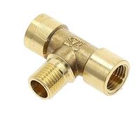 1 pieza de accesorios de tubería de latón BSP rosca macho hembra codo recto 3 vías 4 vías junta de tuerca de enchufe, conector de acoplador de adaptador de latón(Tee-FMF,3/8")