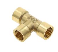 1 pieza de accesorios de tubería de latón BSP rosca macho hembra codo recto 3 vías 4 vías junta de tuerca de enchufe, conector de acoplador de adaptador de latón(Tee-FFF,1/8")