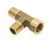 1 pieza de accesorios de tubería de latón BSP, rosca macho/hembra, codo recto, 3 vías, 4 vías, junta de tuerca, adaptador y acoplador de latón.(Tee-FMM,1/8")