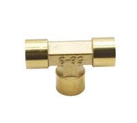 1 pieza de accesorios de tubería de latón BSP, rosca macho y hembra, codo recto, 3 vías, 4 vías, junta de tuerca, adaptador de conector de latón(Tee-FFF,3/4")